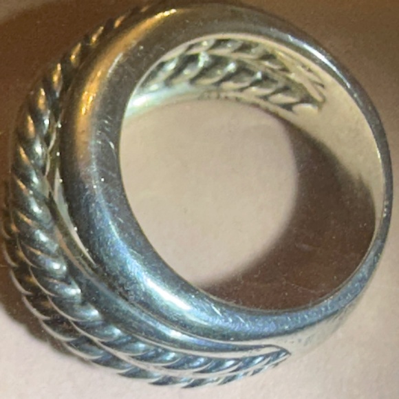 David Yurman Silver Wide Band Crossover  Size 7 - Picture 2 of 4